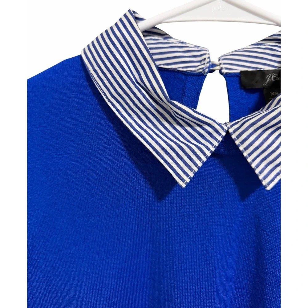 J. Crew Carolyn Collared Fitted Merino Wool Sweater Cobalt Blue Women's Size XS